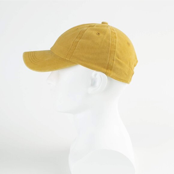 Unisex Washed-yellow Baseball Cap Cotton Fits Washed Denim Adjustable Hat - Picture 4 of 7
